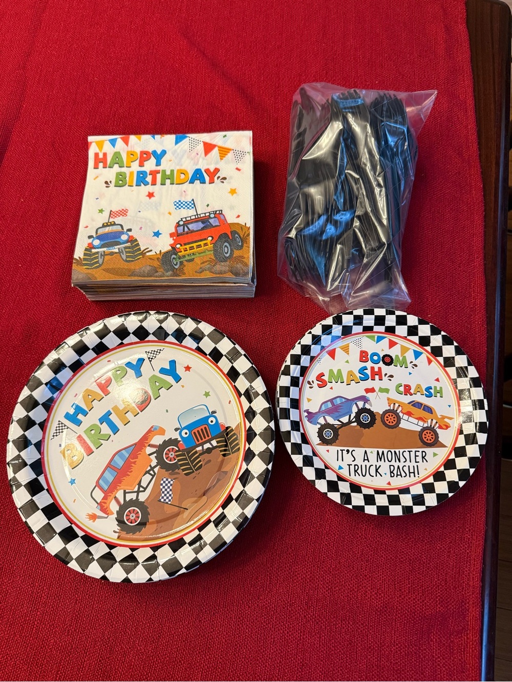 Monster truck kids birthday party decor, great condition and unused!